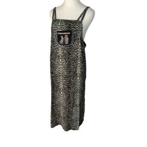 Vintage Piccalino Petite Midi Tank Dress Medium Brown Tan Animal Print